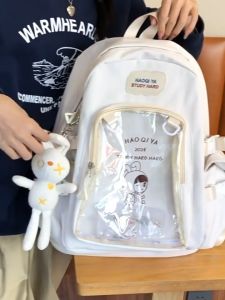 Nylon Cute schoolbag girls kapasiti besar bercetak backpack jepun leisure sekolah menengah backpack telus
