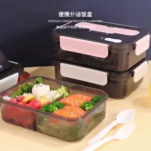 【VIDKHSY Store】Sealed Lunch Box with Fork Spoon Microwaveable & Leak-Proof Bento Container Compartmented Food Box for Work Student Outdoor Travel