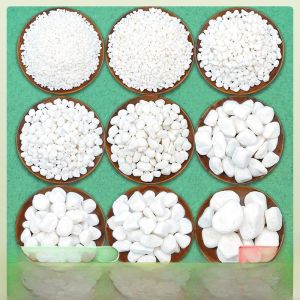 White Pebbles Gravel Snowflake White Rain Flower Stones Landscape Beautification Scenery Creation Carriage for Garden Courtyard Home Decoration