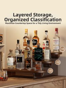 evesigar | Tabletop Wine Display Rack Bar Tiered Wine and Glass Organizer