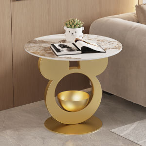 Italian Accessible Luxury Cute Sofa Stone Plate Side Table Minimalist Modern Creative and Slightly Luxury Accessible Luxury Small Apartment Living Room Home Mini Corner Table