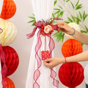 Wedding Curtain Tie Ribbon Decorative Wedding Celebration Products Bedroom New Home Decoration Festive Supplies Satin Material