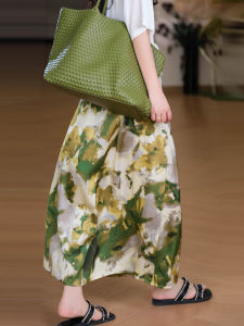 XIAOER | Drapery Smooth Oil Painting Print Small A-Line Elastic Waist Dress