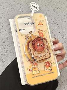 Cute Cartoon Ins Style Toast Star Magnetic Phone Case Compatible with  15PRO New Model 16promax Rotating Stand Full Cover 13Dual Layer 16pro Womens Model