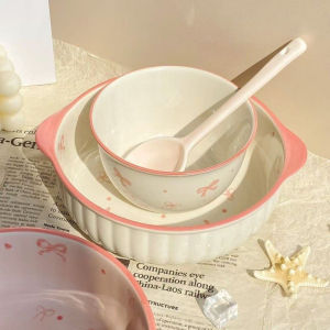 Cute Aesthetic Double Handle Bowl Large Capacity