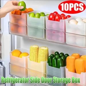 10pcs Fridge Side Door Storage Box / Fruit Vegetable Fresh-keeping Box / Space-Saving Food Sorting Organizer / Household Kitchen Food Container Case