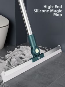 Magic Broom Silicone Floor Scraper Home Use Water Removal Mop Bathroom Ground Sweeping Water Tool Two-In-One Stainless Steel