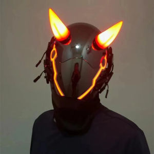 Cyberpunk HELMET Face Mask LED RHYTHM เทคโนโลยีการ์ตูนคอสเพลย์เรืองแสงเปลี่ยนหน้ากาก Cool เกมส์ยิง Props ตกแต่ง