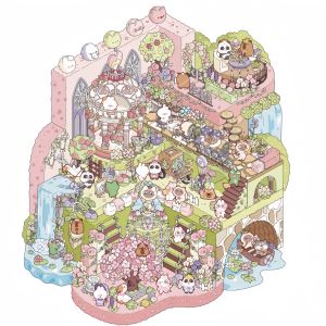 สติกเกอร์ฉาก 3 มิติ Xinmo Fun ขนาดใหญ่ 30 พร้อมสติกเกอร์ฉากจิ๋วขนาดเล็กและสติกเกอร์ตกแต่งบ้าน 3 มิติ DIY