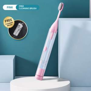 2-in-1 Travel Toothbrush with Toothpaste Dispenser | Portable Foldable Soft Bristle Toothbrush