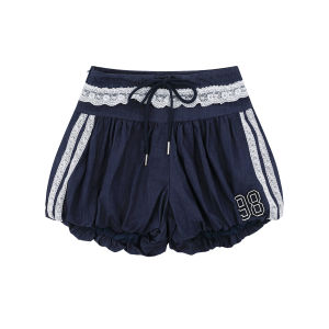 Sixminu Original American High Waist Lantern Skirt Womens Lace Trim Flower Bud Mini Skirt A-Line Half-length Short Skirt