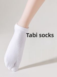 JINGCHI | Womens Summer Thin Cotton Socks Two-Finger Toe Separation Slippers Sheep Hoof Pig Foot Design Breathable Moisture Wicking