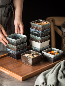 Japanese-Style Ceramic Small Square Dish Seasoning Dish Seasoning Dish Sauce Compartment Dish Sweet and Sour Snack Snack Dish Side Dish