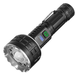 ESMARTER | Short Model LED Powerful Rechargeable Flashlight Compact Outdoor Home Use with Digital Display Handheld Torch Light