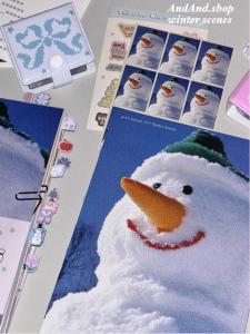 Bộ Sổ Tay Hàn Quốc Mùa Đông Snowman Không Lặp Lại 100 Trang Sổ Tay B6 Thay Thế Hợp Kim Nhôm Giấy A4 Sổ Tay Hàn Quốc