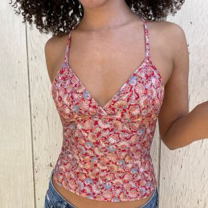 Đai Cổ Thon Gọn in Hình Hiệu Ứng Mỏng Cho Mùa Hè 2025 Đai Chéo Vai Mỏng Dệt Kim Thiết Kế Hở Lưng Thời Trang Nữ