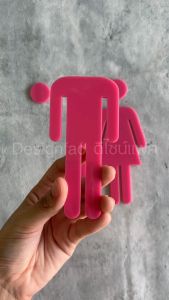 ป้ายสัญลักษณ์ห้องน้ำสีชมพู ป้ายห้องนำ้ชายหญิง ป้ายสุขา สดใสนูนมีมิติ สไตล์โมเดิร์น มินิมอลDesignfac