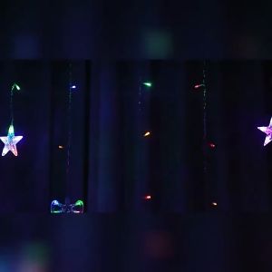 [Local Shipping] 2023 lampu raya New Holiday Lights Christmas Ornaments Twinkle Light LED Curtain Lights Christmas Day Room Decoration Color Lights Creative Deer Bell Christmas Tree Curtain Lights String