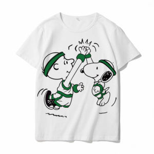 Bandai | Snoopy Cartoon Animation Joint-Design Short-Sleeved Childrens and Adult T-Shirt Summer Loose-Fitting Versatile Half-Sleeve Top