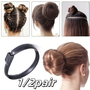 1/2pair Women Diy Hair Tool Donut Bun Clip For Bobo And Ball Head Hairstyles Quick Release Of Accessories Hairstyle Decoration