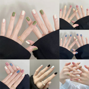 สวมใส่เล็บแบบสั้นสีทึบแมนดารินสีกระโดดมาการองสีลูกอมแผ่นติดเล็บสำเร็จรูปนักเรียนหญิงตั้งครรภ์สามารถใช้ได้