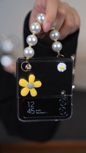 Nubri COD Casing Anti Selip Z Flip 3-5 Polycarbonate Berkualitas Tali Pegangan Bunga 3D Pastel