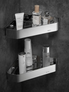 Punch-Free Bathroom Rack 304 Stainless Steel Shower Room Bathroom Normcore Tripod Corner Storage Corner Basket