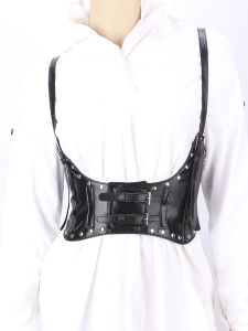 Punk Style Wide Belt Gothic Backless Vest Strap Elastic Waist Seal Large Size Lolita Matching Accessory Versatile Alloy Buckle