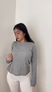 ZEN l Basic Longsleeve Shirt Rib Knit l Kaos Lengan Panjang Bahan Tebal l Sweater Wanita