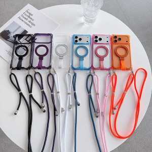 เคสระบบแม่เหล็กสำหรับไอโฟน17 Pro Max iPhone 16 Pro Max 15 14 13 12 iPhone 11 360แหวนหมุนได้ขาตั้ง [เข้ากันได้กับ Magsafe] ครอบสายไฟห้อยสายคล้องแบบคาดตัวได้ชัดเจน