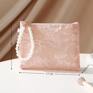 FUSHIXIONG | French Cream Style Lace Portable Large Capacity Makeup Bag