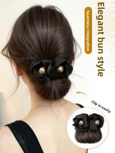 QIAOYIDUO | Natural Rose Bun Clip Hairpiece Fake Hair