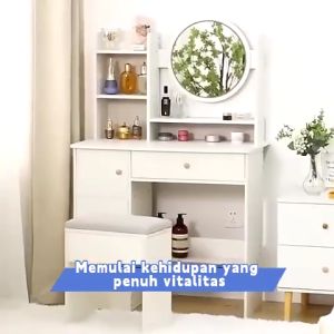 Meja Rias Minimalis Set Meja Rias Kursi Pita Meja Rias Set Bangku Meja Rias Lampu LED