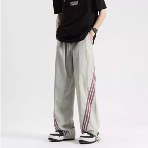 American Style Quick Dry Workwear Casual Pants Summer Mens Three Stripe Loose Sports Hip Hop Trendy Brand Windproof Trousers