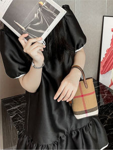 2025 New Womens Bucket Bag Small Audience Plaid Retro Handbag Shoulder Bag Crossbody Mobile Phone Bag Soft Handle Casual