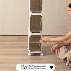 Lemari Lipat Susun Plastik Serbaguna Rak sepatu Rak Susun Serbaguna Lemari Dapur Toilet Lemari Serbaguna Rak Buku Dengan Roda