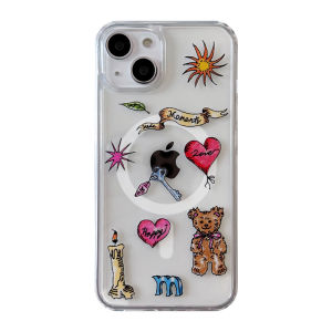 เคสโทรศัพท์แบบน่ารักสำหรับผู้หญิง Wasai Bear Magnetic ใส ทนทาน ทนทานต่อการตกหล่น ทนทานต่อการกระแทก ทนทานต่อรอยขีดข่วน ทนทานต่อรอยขีดข่วน