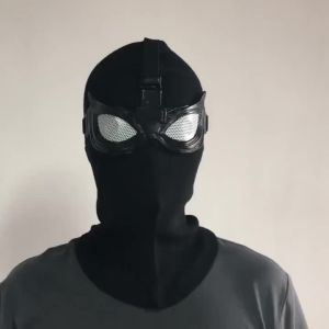 Superhero Peter Parker Spider Mask Cosplay Stealth Suit Black Helmet Halloween Masquerade Party Costume Props