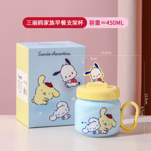 Sanrio | 450Ml Kawaii Box Set Sanrio Cartoon Hello Kitty My Melody Cinnamoroll Kuromi Ceramic Mug Cover As Stand Milk Cup Kid Pretty Gift