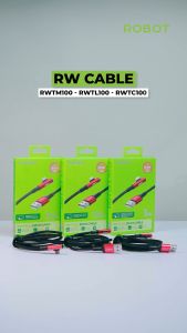 ROBOT Kabel Data Charger Gaming 90 Derajat Fast Charging 3A Type C Lightning Micro USB dengan 7 Lampu Berwarna RWTM100/RWTC100/RWTL100 Data Cable Original - Garansi 1 Tahun