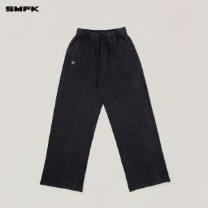 SMFK | Retro Distressed Loose Rope-drawn Faded Sweatpants