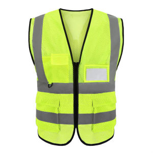Mesh Safety Vest For Women & Men Meets ANSI Standards WithReflective Strips With Pockets And Zipper For Surveyor