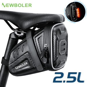 NEWBOLER Bike Saddlebag MTB Road Waterproof Bicycle Saddlebag Reflective Striped With Intelligent Taillight Bike Bag Accessories