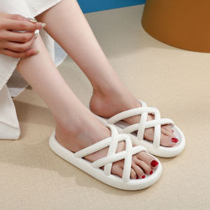 รองเท้าแตะพื้นหนาสำหรับผู้หญิงในช่วงฤดูร้อน รองเท้าแตะแบบสวมสบายสำหรับกลางแจ้ง รองเท้าแตะแบบสวมลำลองสำหรับใส่ในห้องน้ำแบบเงียบๆ