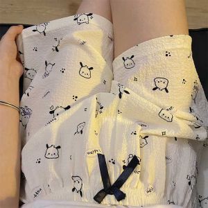 ชุดนอนผู้หญิงแขนสั้นคอปกตุ๊กตาหวาน ผ้าฝ้ายผสมโพลีเอสเตอร์ ทรงหลวม ชุดนอนฤดูร้อน ชุดเดรสแขนสั้น ชุดเดรสแขนสั้น