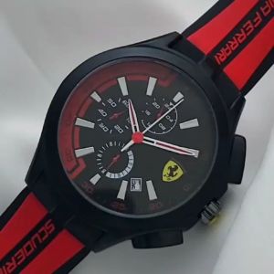 Jam Tangan Pria Ferrari Analog Chrono Sports Karet Rubber Model Terbaru Fashion Cowok Kekinian Keren Elegan Mewah