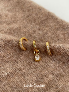 Asymmetric Waterdrop Earrings Womens Drill Zircon Double-Wear Simple High-End Small-Niche Fashion Jewelry Ear Cuffs