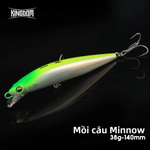Mồi Câu Cá Biển Nước Mặn Kingdom Saltwater Minnow 140mm 38g Thân Mồi Có Dây Xuyên Suốt Thả Chìm Câu Xa Mồi Giả Câu Cá Mú.