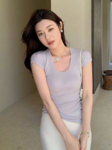 PEIXI | Slimming Design Sensation Short Sleeve Women T-Shirt U-Neck