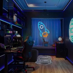 Alien Neon SignRocket/Spacecraft Led Neon Lights for Wall Decor Game Room Home Bar Party Bedroom Man Cave DecorUSB Powered